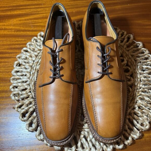 Allen Edmonds Mens Size 12 Hillcrest Leather Blucher Bicycle‑Toe Oxfords Brown - Picture 9 of 14